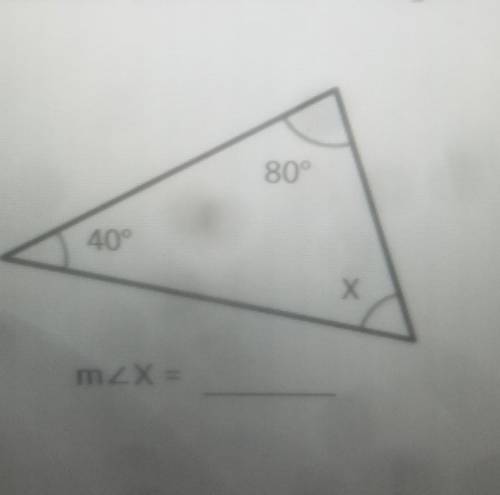 for the triangle find the unknown angle x remember that for the triangle, the three interior angles