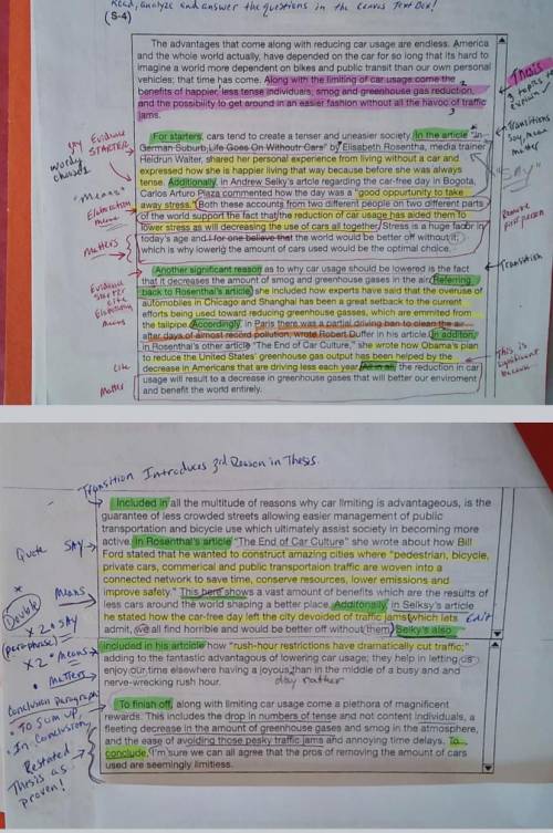 Find in the annotation the “evidence starter” in body paragraph 1 and write it.