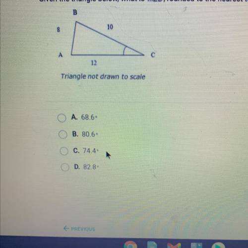 Given the triangle below, what is m