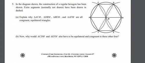 5. In the diagram shown, the construction of a regular hexagon has been

shown. Extra segments (no