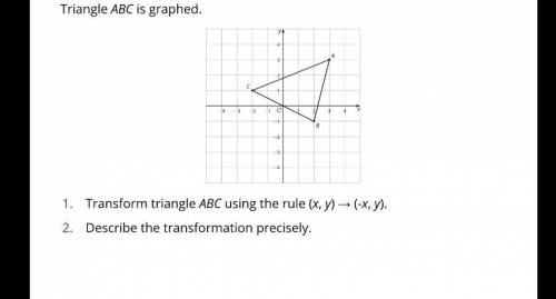 Transform triangle ABC using the rule (x,y) -> (-x,y) 
Describe the transformation precisely.