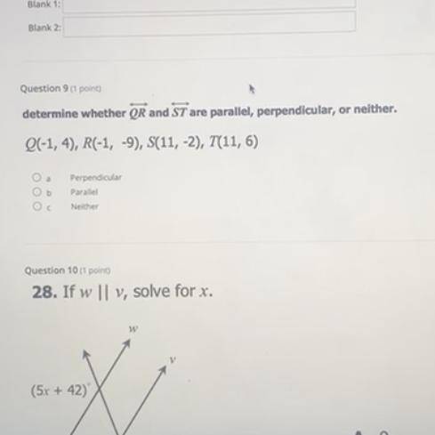 Determine whether QR and ST are parallel, perpendicular, or neither Q (-1, 4)
