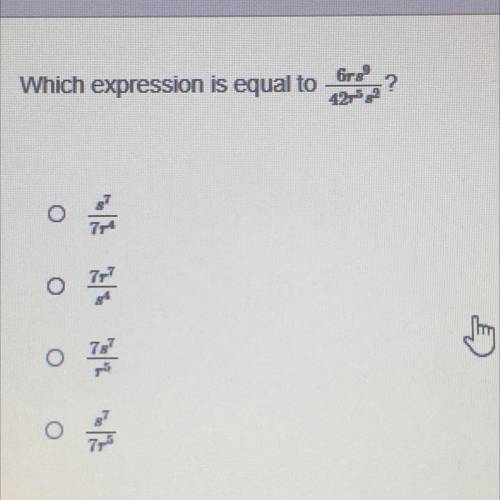 Which expression is equal to 6r8^9/42￼r^58^2