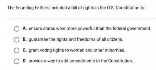 The founding fathers included a bill of rights in the u.s. constitution to: