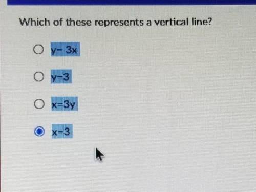 Which of these represents a vertical line? ​