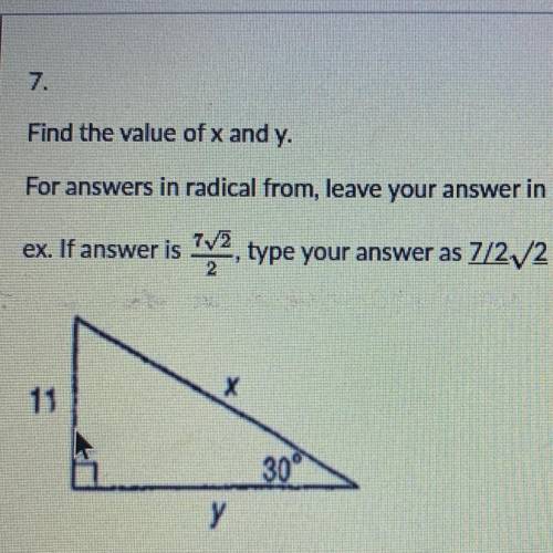 Can you find the missing variables and keep it in radical form?