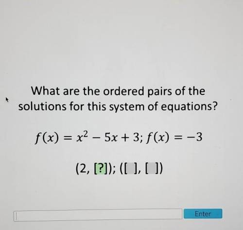 According to the graph, what is the solution (ordered pair) of this system of equations?​
