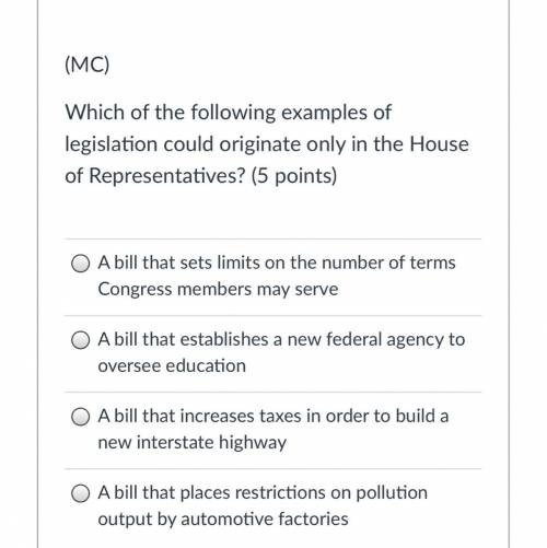 Which of the following examples of legislation could originate only in the House of Representatives