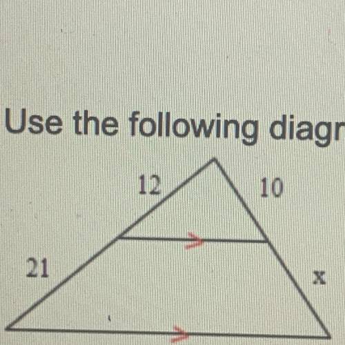 . Use the following diagram, solve for x.