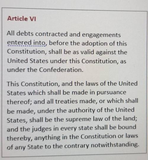 Read Article VI of the constitution and connect it to the idea of Federalism,​