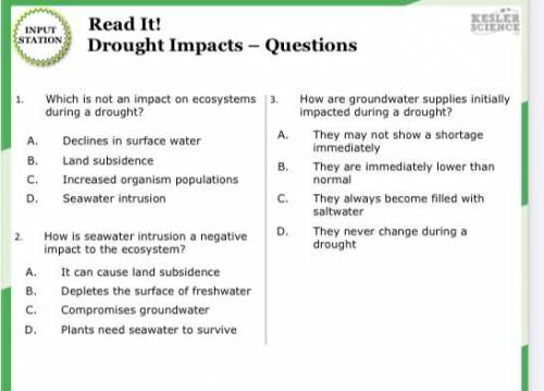 Drought Impacts - 3 Questions ( look at picture )