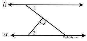 Given a || b and a perpendicular as shown. If m∠1 = 3x + 13 and

m∠2 = 5x - 3, find the number of