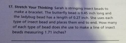 17. Stretch Your Thinking Sarah is stringing insect beads to make a bracelet. The butterfly bead is