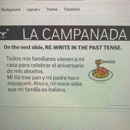 Pese help me, re-write in the past tense in Spanish