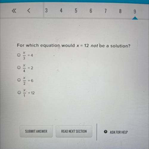For which equation would x = 12 not be a solution?