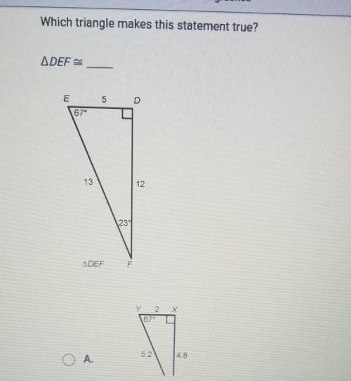 Which triangle makes the statement true?​