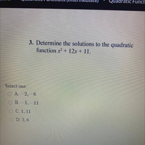Determine the solutions to the quadratic function