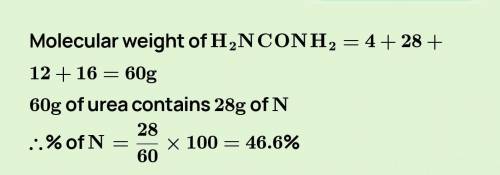 HELP PLEASE...________________________Calculate the percentage of nitrogen in urea CO(NH2)2.(Atomi