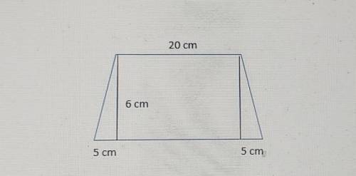 The trapezoid is composed of a rectangle and two triangles. What is the area of the rectangle? What