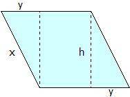 If x = 12 units, y = 4 units, and h = 8 units, find the area of the rhombus shown above using decom