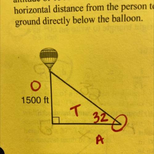 A. The angloldeyation from a person lying on the

ground to a hot-air balloon is 32°. The balloon
