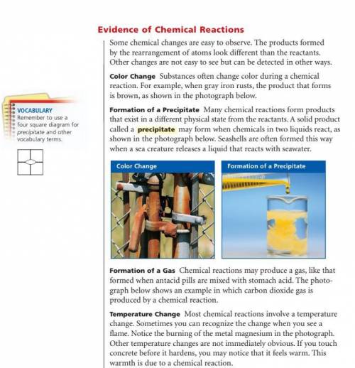 Which of the evidences do you find more interesting when it comes to chemical reactions? Why is tha