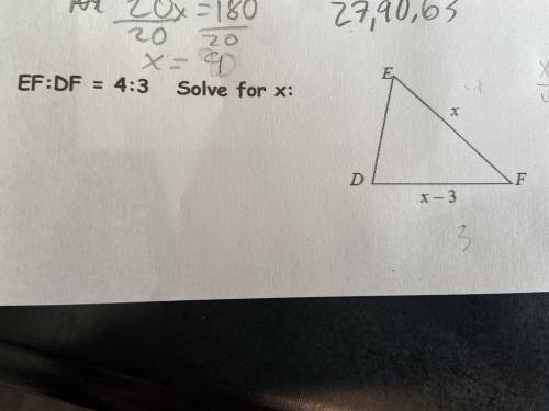 EF:DF = 4:3 Solve for x