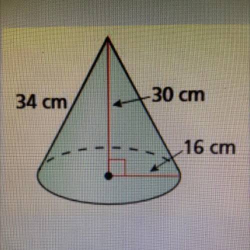 Find the surface area and volume of the cone:
