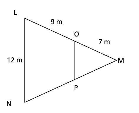Triangle LMN is similar to triangle OMP.
What is the length of PO?