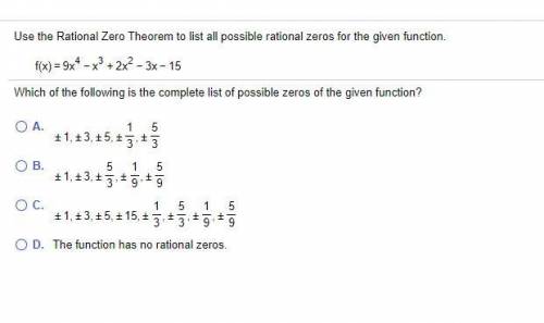 Use the Rational Zero Theorem to list all possible rational zeros for the given function

PLZ help