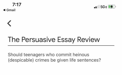 Essay help Should teenagers who commit heinous crimes be given life sentences? persuasive essay ??