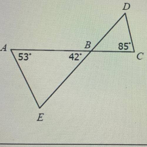 Explain why the following triangles are similar and write a similarity statement.

*Hint: You will