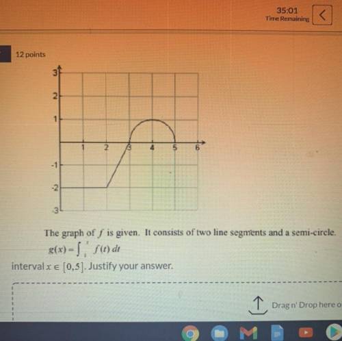 The graph of f is given. It consists of two line segments and a semi-circle AP CALCULUS

Please he