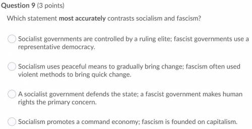 Whitch statement most accurately socalism and fascism