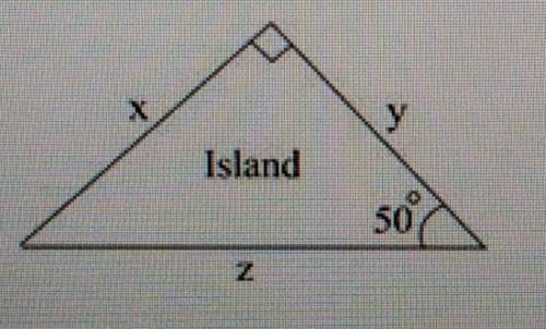 Help please

The picture shows a triangular island: Which expre