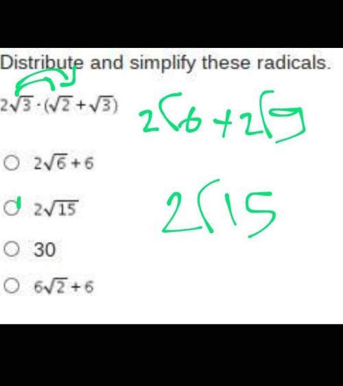 Distribute and simplify these radicals.
