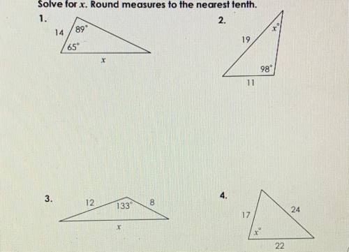 Solve for x. Round measures to the nearest tenth