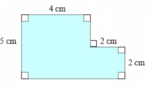 What is the area of the figure below?

A. 20 cm sq
B. 4 cm sq
C. 30 cm sq
D. 24 cm sq
