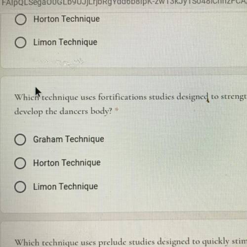can someone please help me!! it’s for dance class the question says “which technique uses fortifica