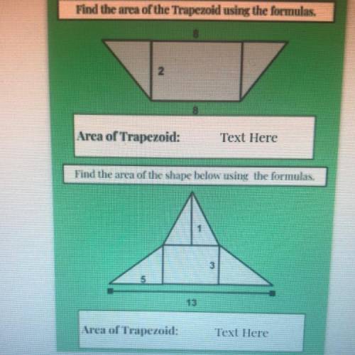 Find the area of the trapezoid using the formulas