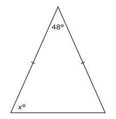 .
The angle measures of a triangle are shown in the diagram.
What is the value of x?