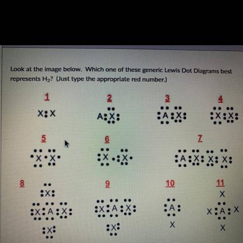 Look at the image below. Which one of these generic Lewis Dot Diagrams best

represents H2? (Just