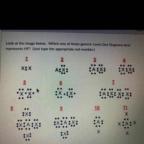 Look at the image below. Which one of these generic Lewis Dot Diagrams best

represents HF? (Just