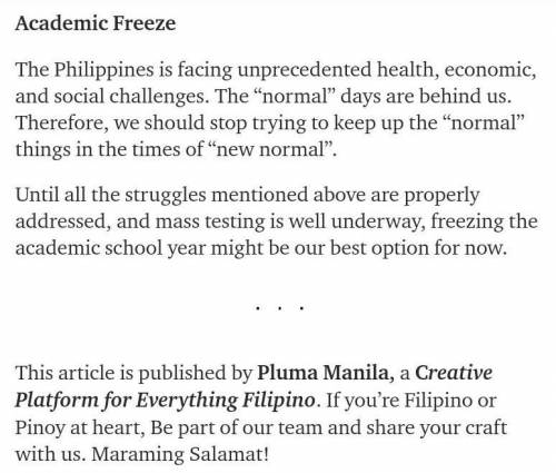 Why academic freeze is our best option now​