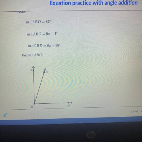 Please help. passed due! find angle ABC.