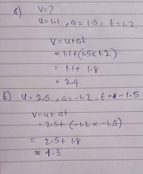 A. Work out the value of v when u = 1.1. a = 1.5 and = 1.2

b. Work out the value of value when u =