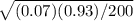 \sqrt{(0.07)(0.93)/200}