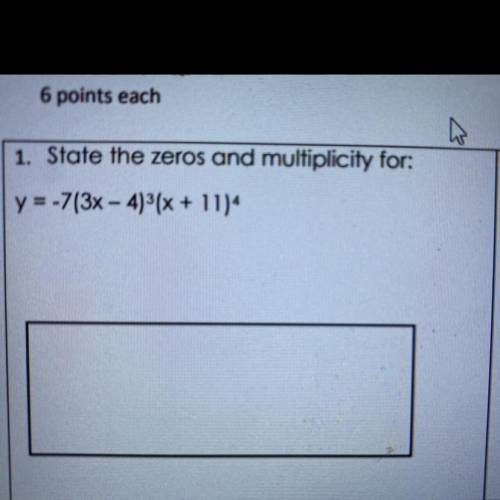 State the zeros and multiplicity for the equation.