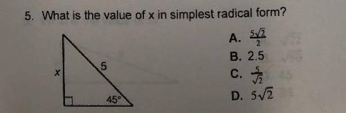 What is the value of x in simplest radical form?