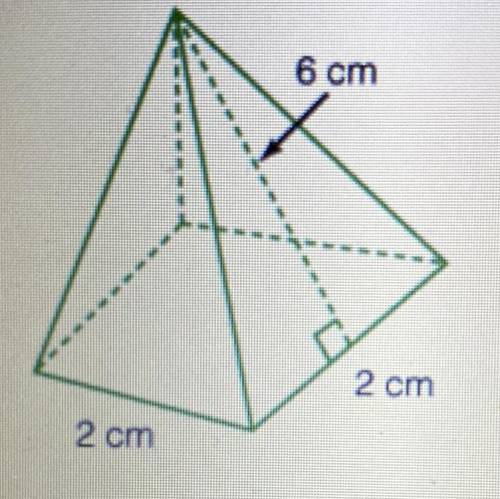 A square pyramid is shown. What is the surface area of the pyramid?